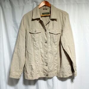 Eddie Bauer Women's Beige 100% Linen Jean Style Jacket Size XL